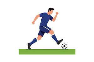 Dynamic soccer player in blue unifor, an Illustration by designvectx