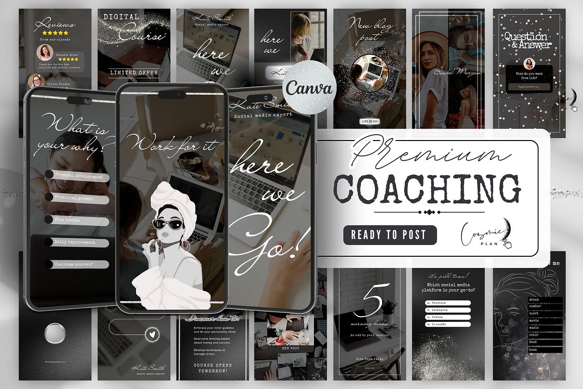 Life Coach Instagram Canva Templates, a Social Media Template by Cosmic Design (Photo 1 of 7)