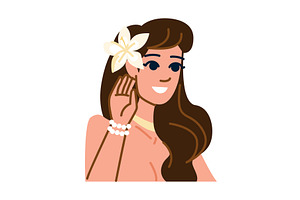 Smiling polynesian woman wearing, an Illustration by pikepicture
