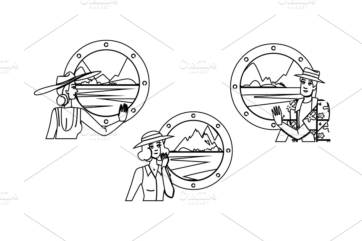 window cruise ship porthole vector, a Person Illustration by pikepicture