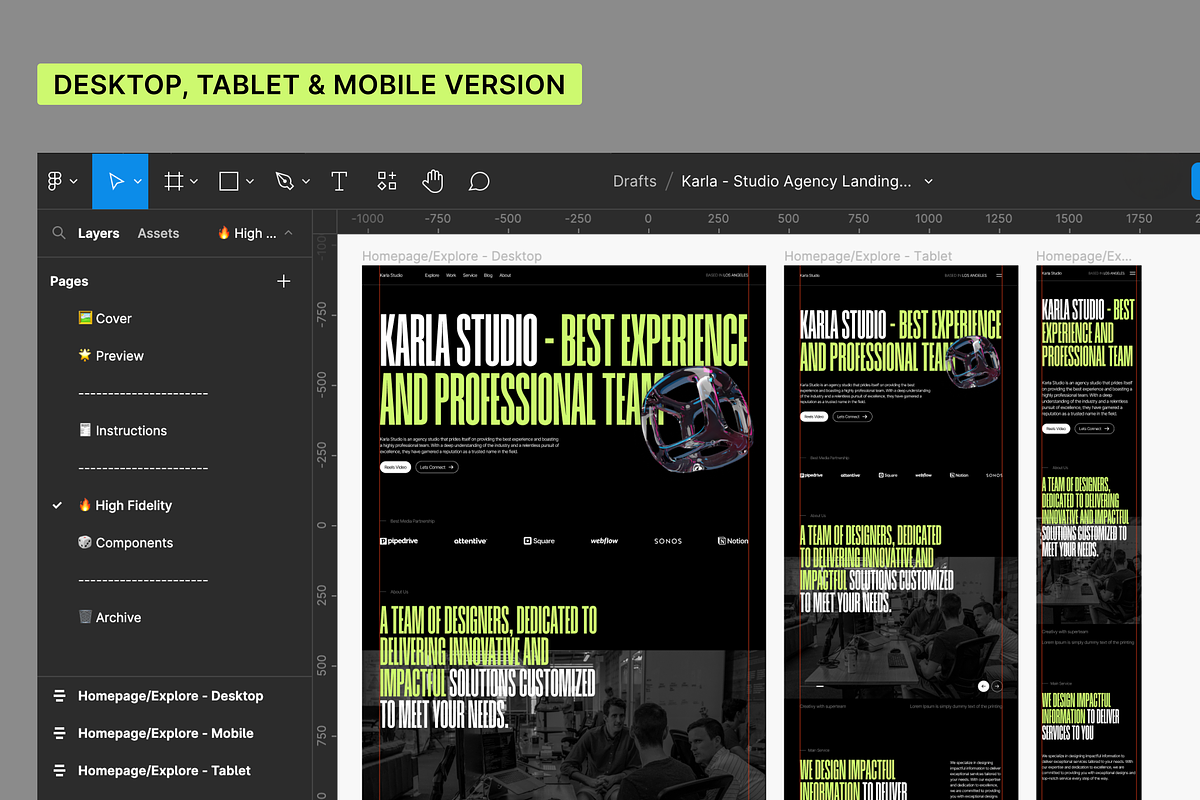 Karla - Studio Agency Landing Page, a Landing Page Template by SundayWorkTeam (Photo 2 of 3)