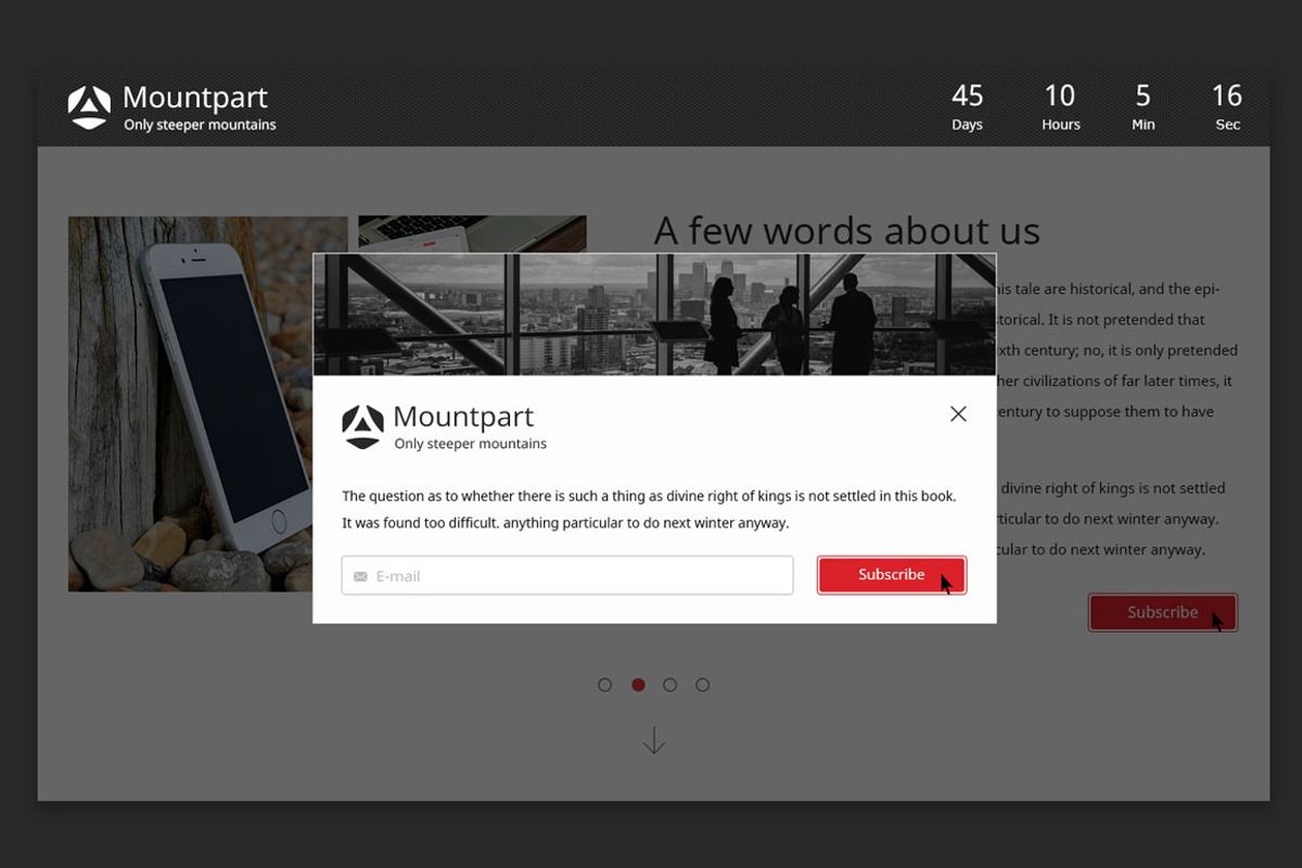 Mountpart – Coming Soon PSD, a Websites & App Template by NetGon_Tech's Shop (Photo 3 of 7)