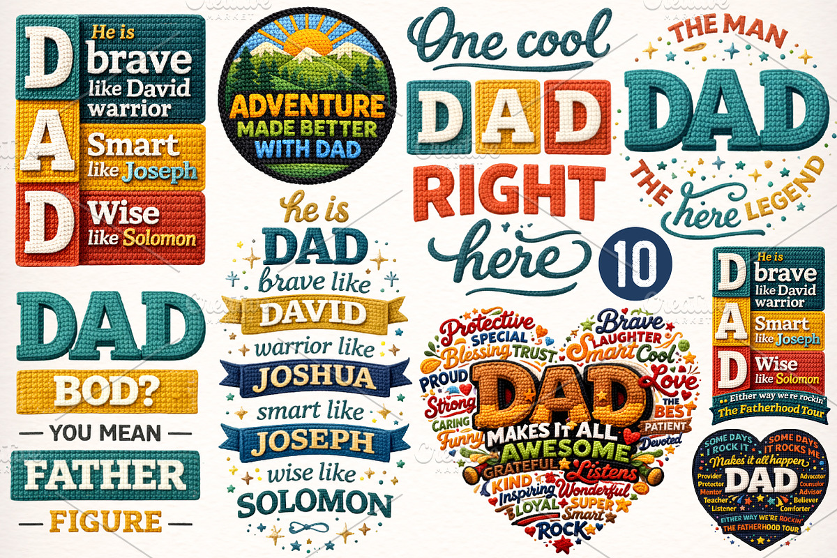 Father's Day PNG, Faux Yarn Dad PNG,, an Illustration by GatewayDesign (Photo 1 of 6)