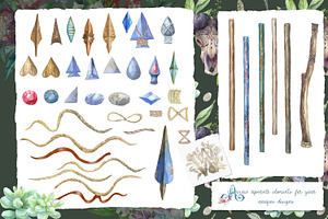 Watercolor Boho Clipart Bundle