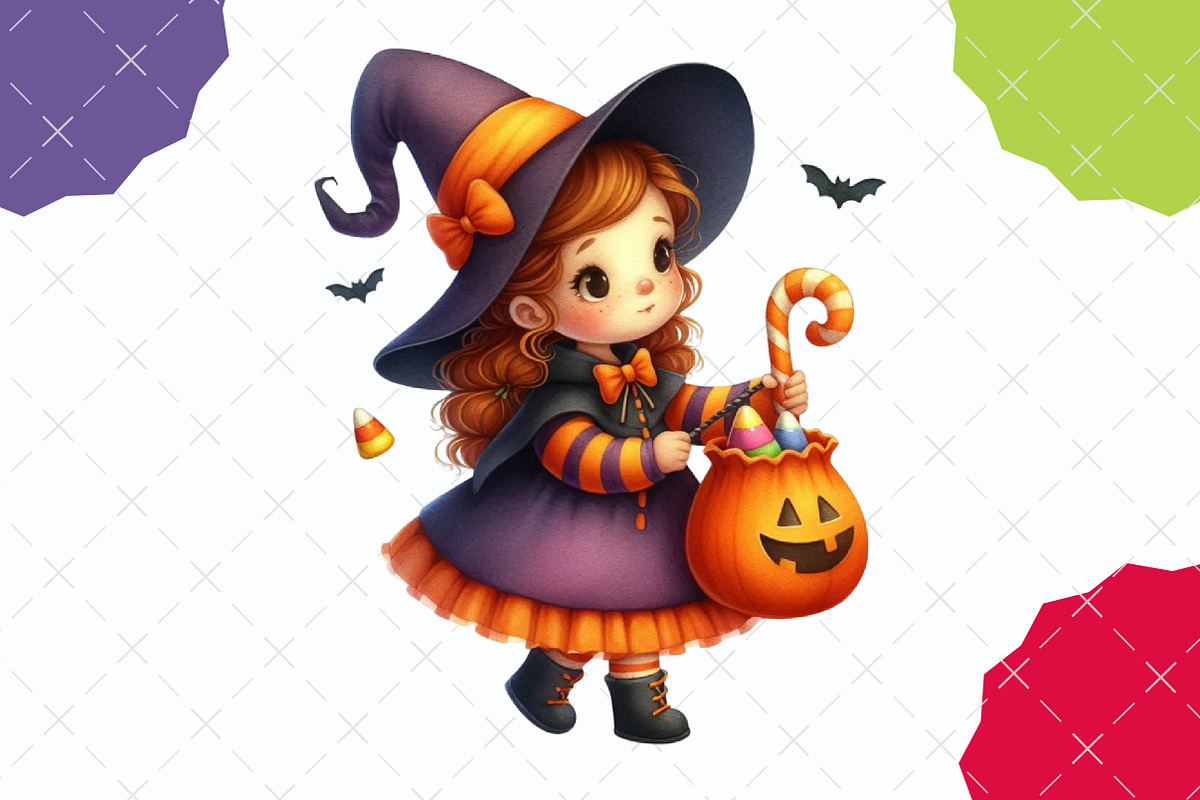 Whimsical Halloween Fall Girl Clipar, an Illustration by designcity5 (Photo 5 of 5)