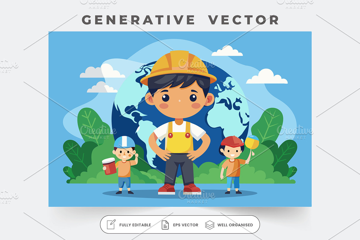 Cartoon illustration featuring child, a Graphic by Iftikhar Alam