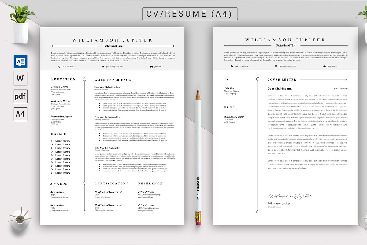 Clean CV Resume MS Word Template, a Resume Template by ARP Creation