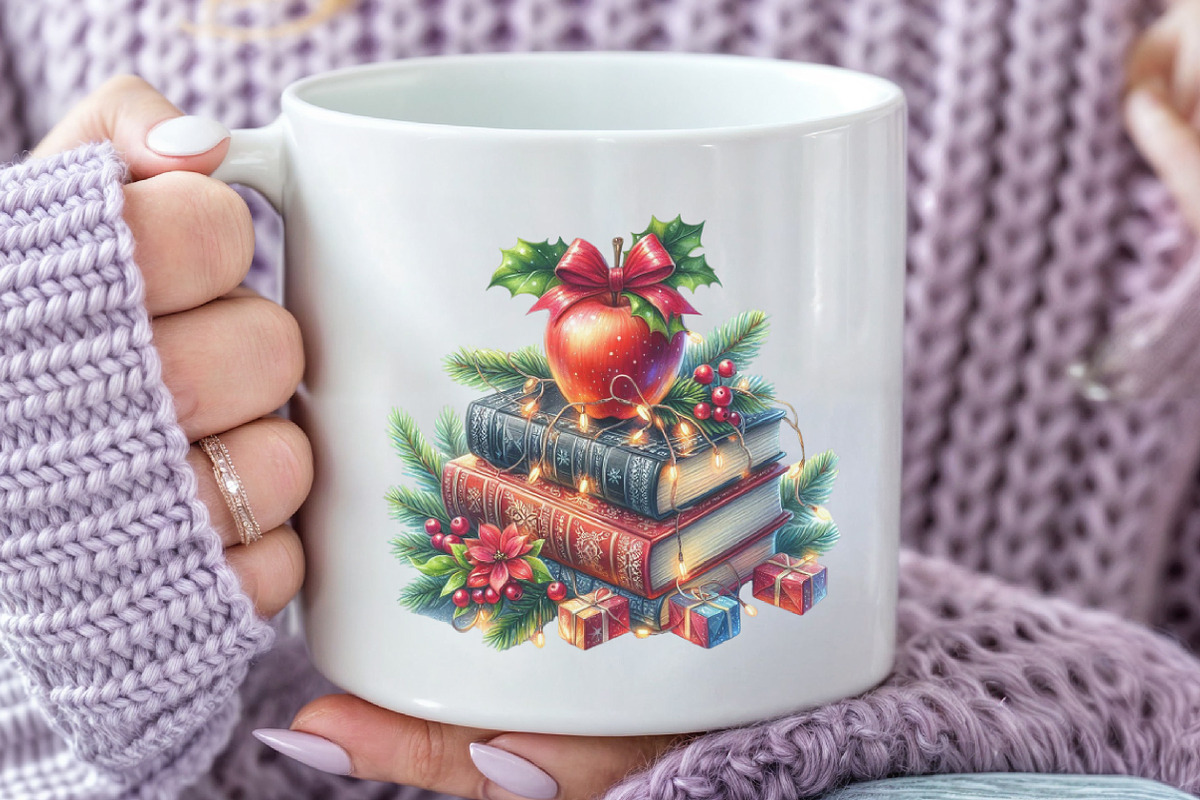 Christmas Books With Apple Clipart, a Seasonal Illustration by Rose Art (Photo 7 of 7)