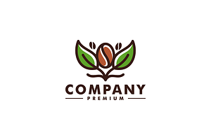 Coffee Bean Tree Leaf Logo Design