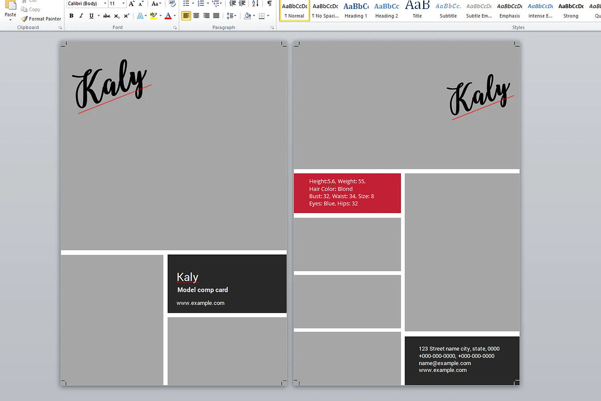 Modeling Comp Card Template, a Card Template by retrographix (Photo 2 of 2)