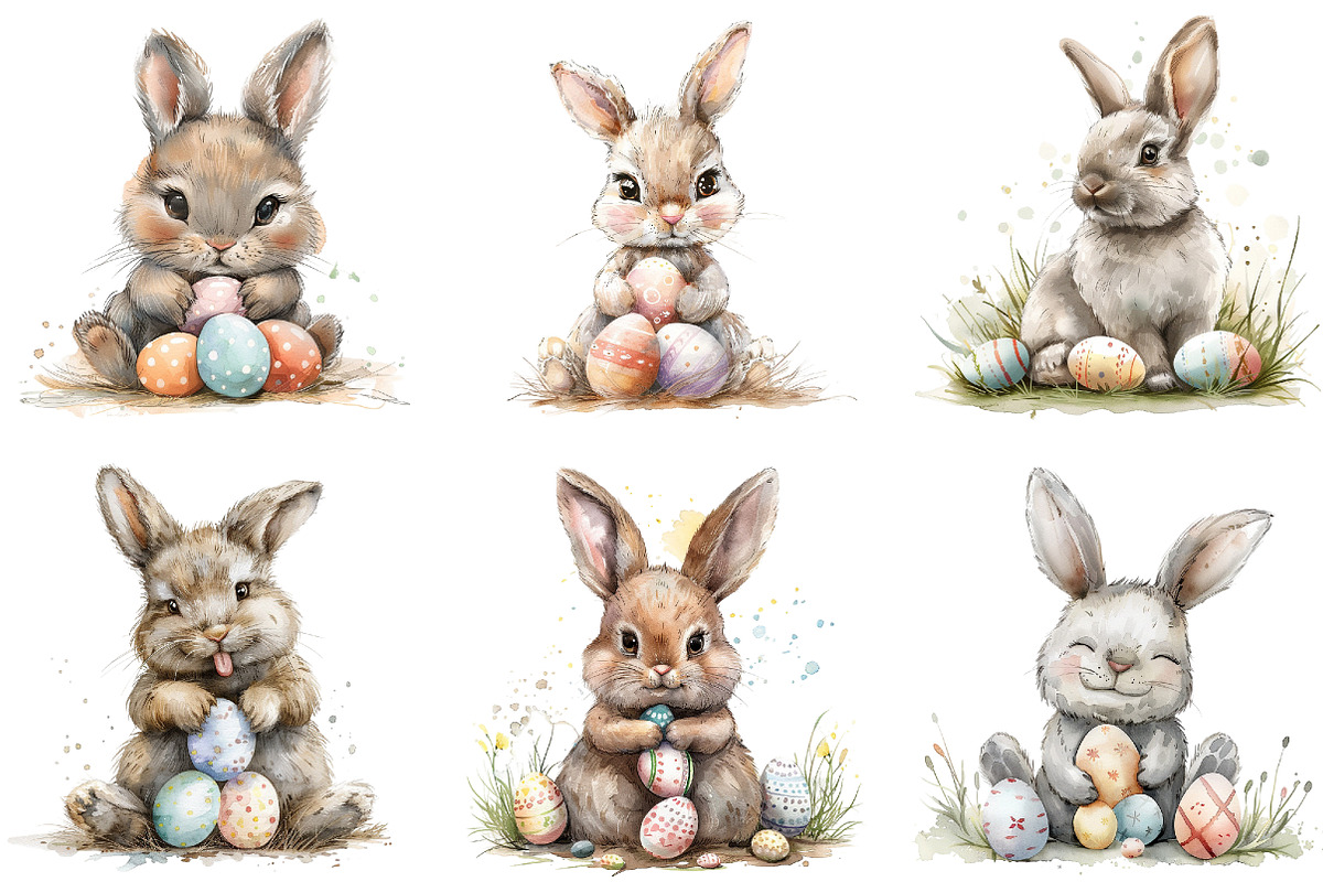 Whimsical Bunny Easter Clipart, an Illustration by Sublimation Artist (Photo 5 of 7)