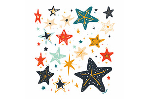 Assortment Handdrawn Stars, Various