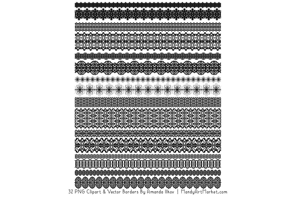 Black Lace Clipart Borders, an Illustration by Amanda Ilkov (Photo 4 of 5)