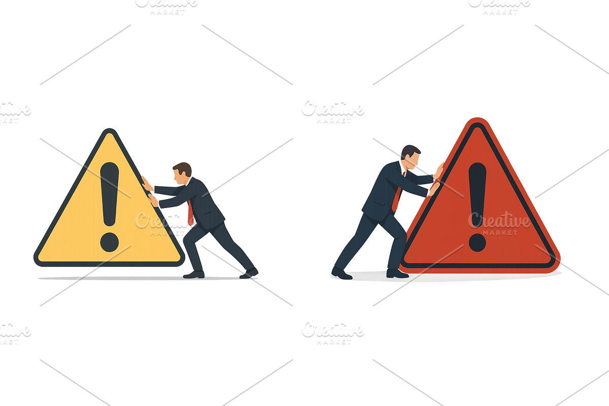 Warning signs are being moved by a, a Person Illustration by ZinetroN