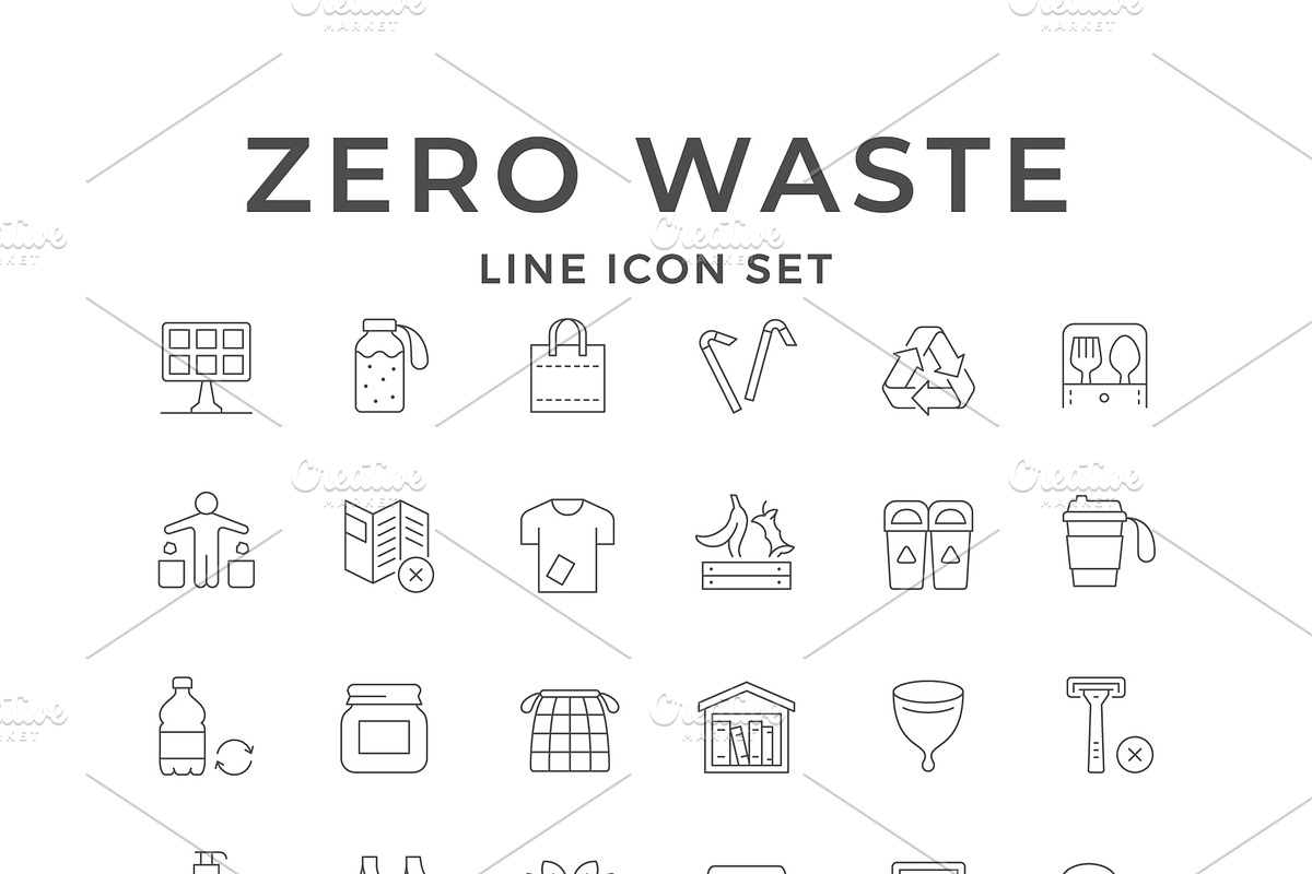 Set line icons of zero waste, an Outline Icon by motorama (Photo 1 of 2)
