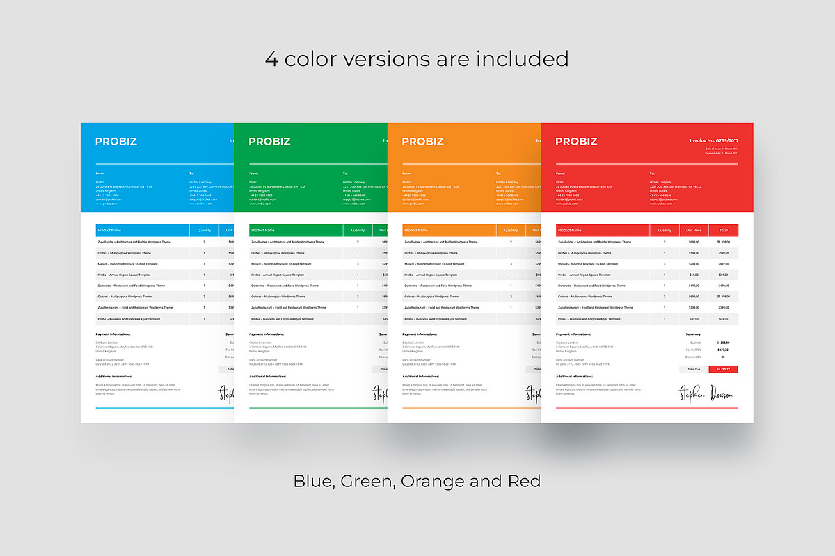 Invoice Business Template ProBiz, a Stationery Template by artbart (Photo 8 of 8)