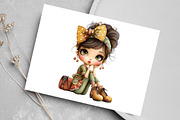 Watercolor Retro Girls Clipart, an Illustration by Canvas Craft (Thumbnail 7 of 8)