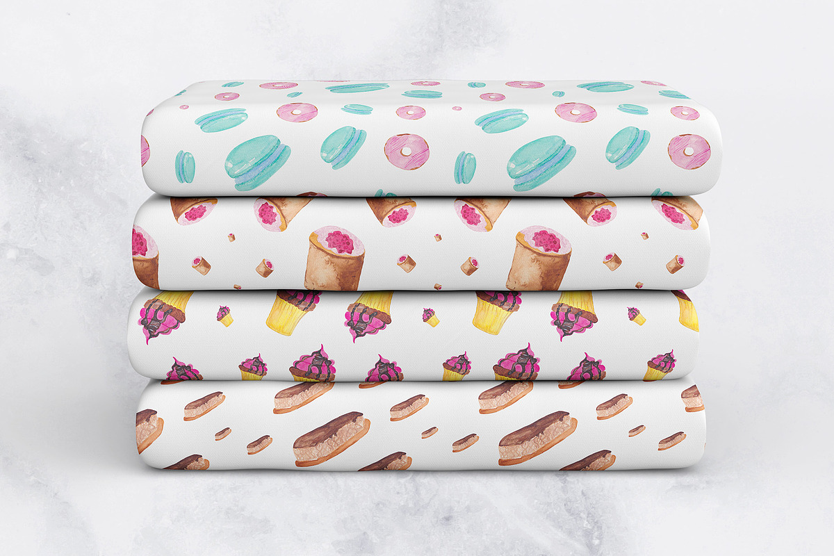 Watercolor Pastry Patterns, a Pattern Graphic by Spirit of Colors (Photo 7 of 10)