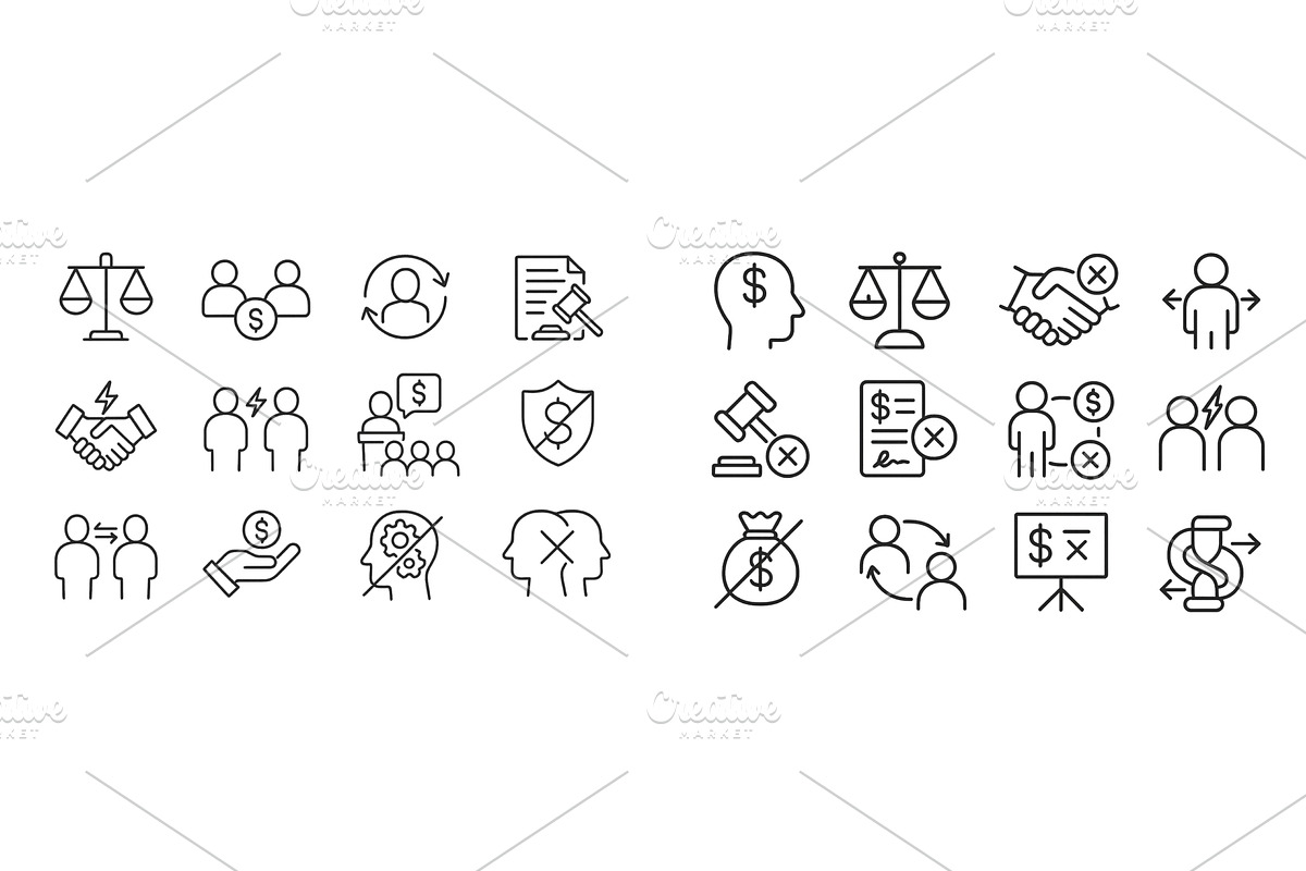 Legal icons representing concepts, a Finance Illustration by ZinetroN