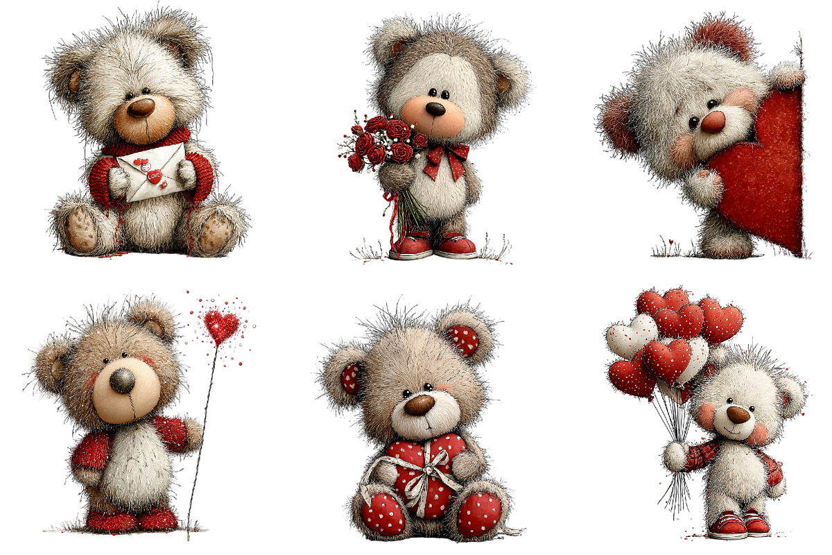 Whimsical Valentine Teddy Bear Clipa, an Illustration by Dream Creation (Photo 3 of 7)
