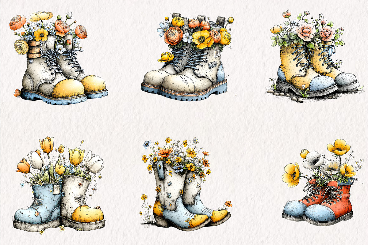 Boots with Spring Flowers Sublimatio, an Illustration by CreationArt (Photo 6 of 7)