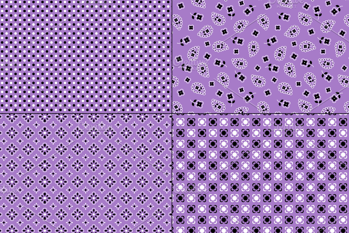 Seamless Purple Bandana Patterns preview 3