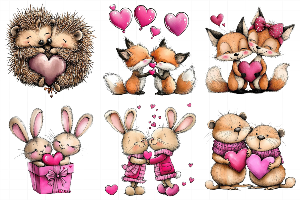 Valentine’s Day Animals Clipart, an Illustration by Daily.Designs (Photo 3 of 5)