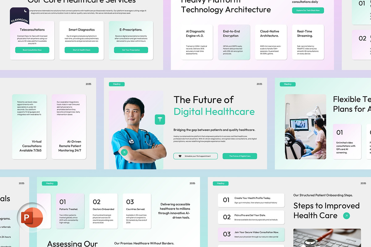 HealthTech & Telemedicine Startup, a Presentation Template by Claymoon Lab (Photo 2 of 7)