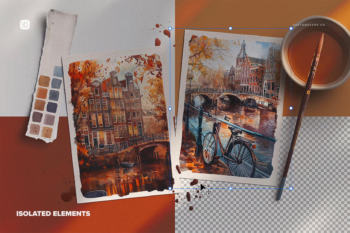 Two A5 Watercolor Paper Mockup, a Product Mockup by Custom Scene (Photo 5 of 10)