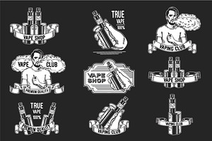 Vape shop logo, labels templates