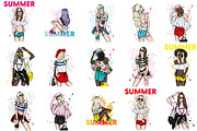Stylish girls in summer clothes., an Object Illustration by Vitaliy Grin (Thumbnail 2 of 3)