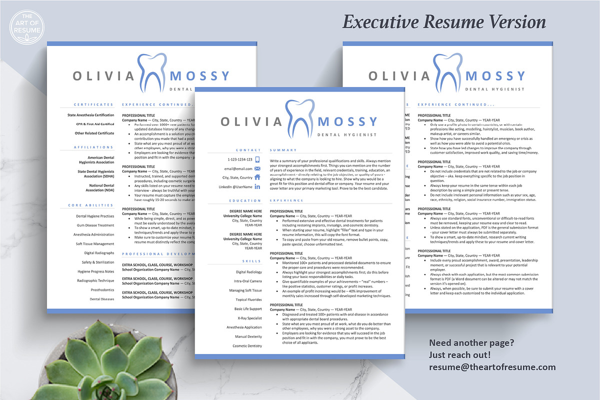 Hygienist Dental Dentist Resume CV, a Resume Template by The Art of Resume (Photo 5 of 8)