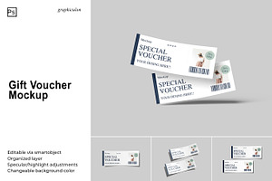 Gift Voucher Mockup, an Advertising Mockup by Graphiculon