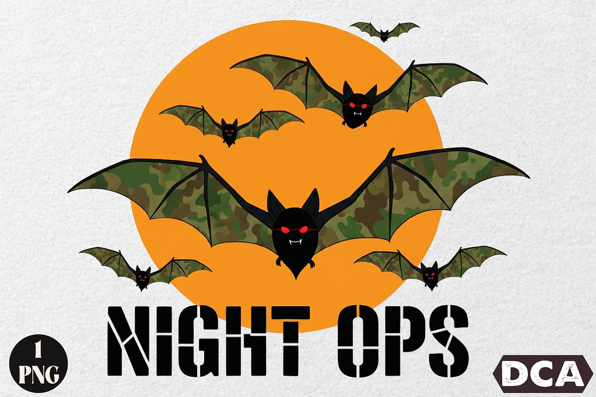 Camo Bats Halloween Sublimation, an Illustration by DreamCafeArt (Photo 1 of 6)