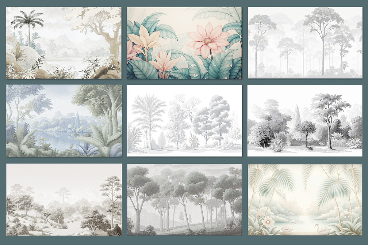 Abstract Forest Art Wallpaper Set, an Illustration by fei long (Photo 9 of 10)