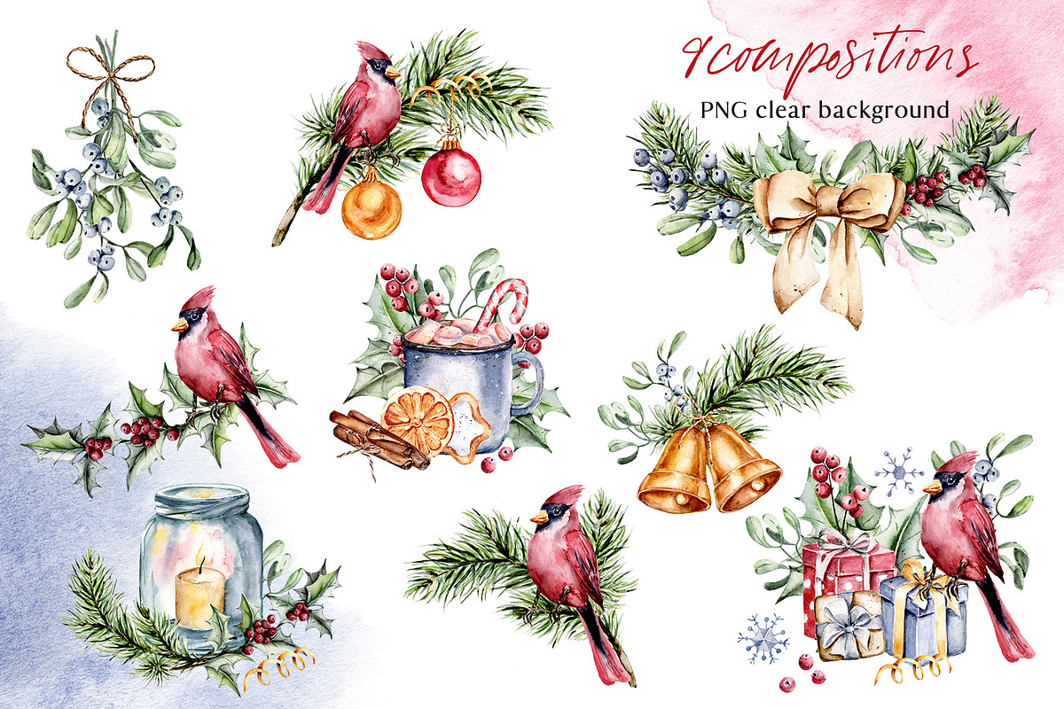 Christmas watercolor, PNG files, an Illustration by Larisa Maslova (Photo 2 of 10)