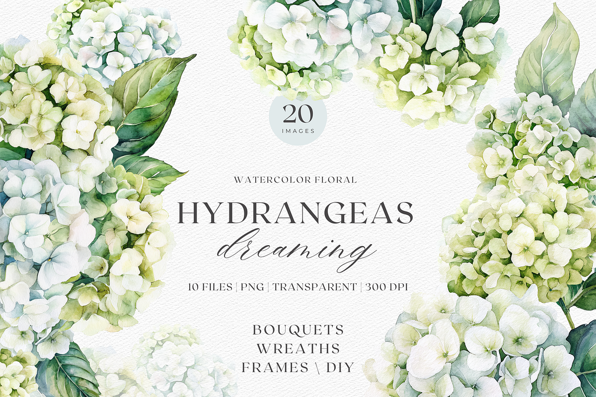 Hydrangeas Dreaming - Watercolor, a Decorative Illustration by ThaismotaCreativeCo (Photo 1 of 9)