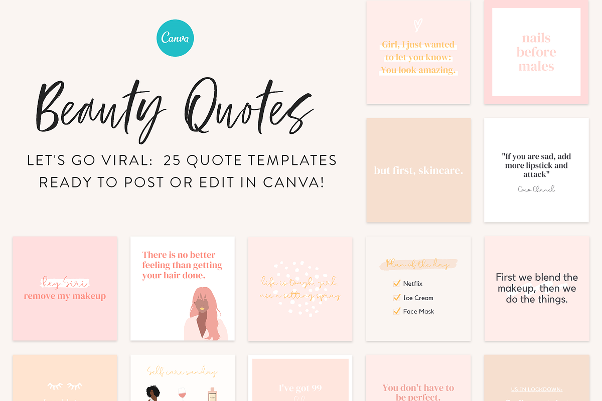 Beauty Instagram Canva Template Kit, a Social Media Template by My ...