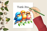 Funny Colorful Birds Watercolor Png, an Illustration by Creative Art (Thumbnail 2 of 6)