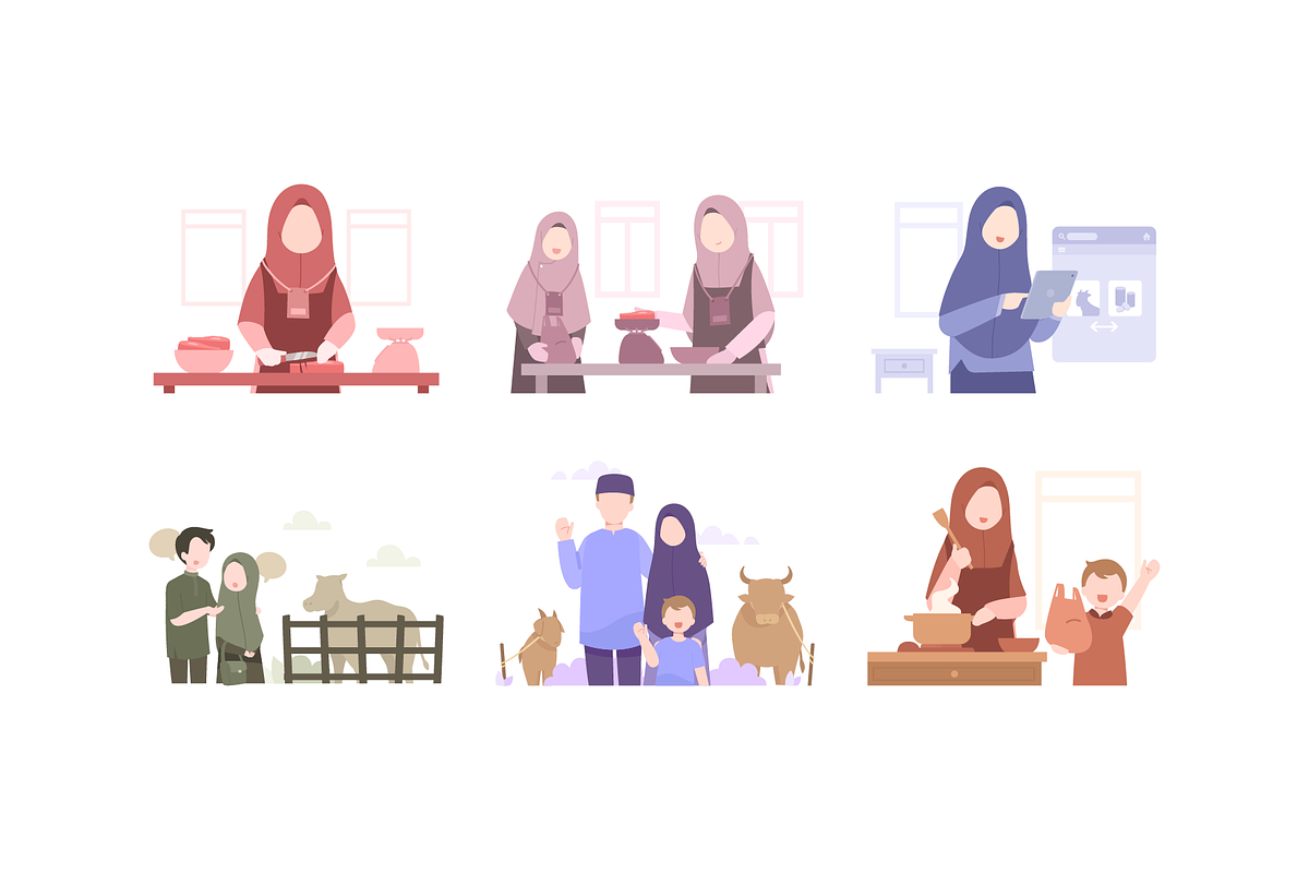 Faceless Eid Al-Adha Illustrations, a Seasonal Illustration by Berkah Studio (Photo 4 of 9)