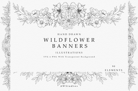 Wildflower Banner SVG, PNG, a Decorative Illustration by AW Studios