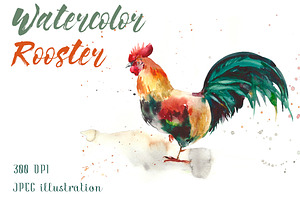 SALE! Watercolor rooster