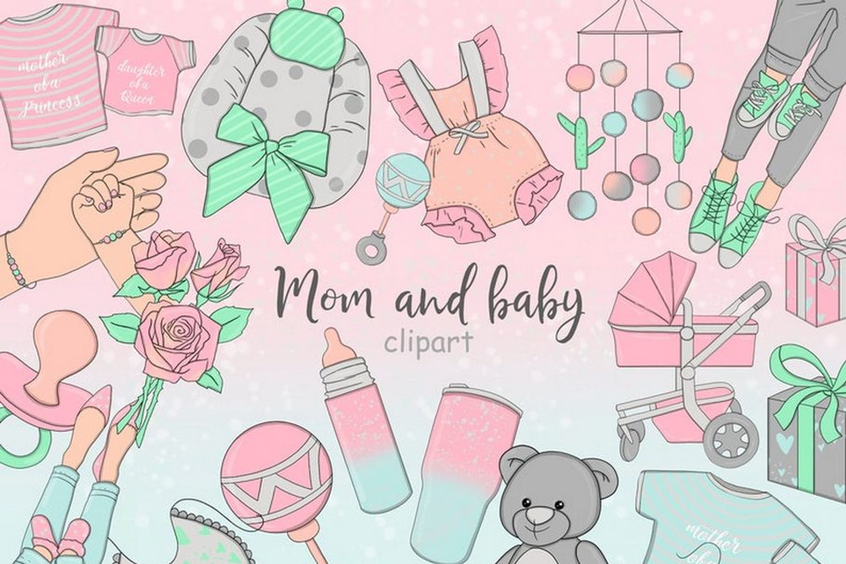 Mom And Baby Clipart, an Object Illustration by GlamArtZhanna (Photo 1 of 3)