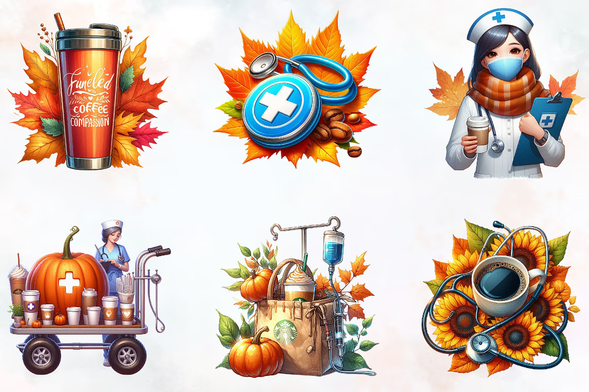 Nurse Fall Harvest Coffee Mug Clipar, an Illustration by RobertsArt (Photo 4 of 7)