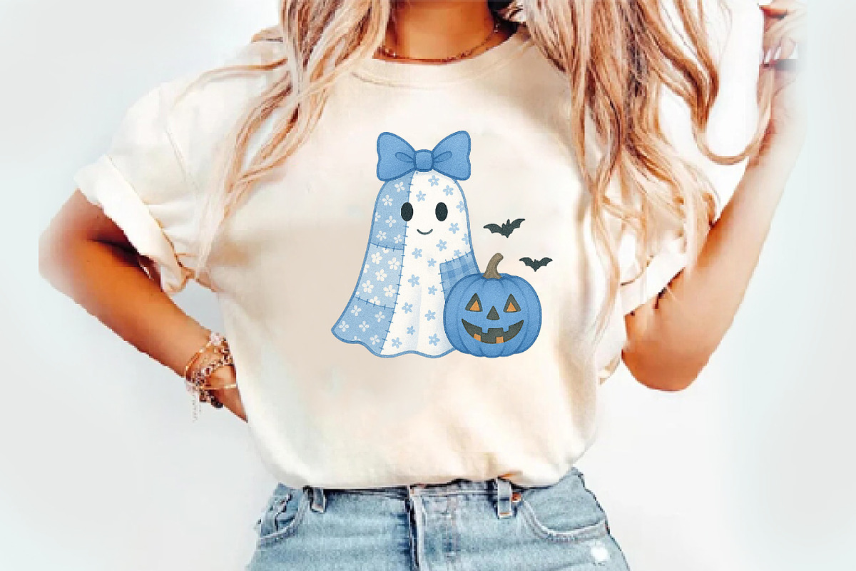 Retro Blue Denim Ghost Png, an Illustration by Watercolor design (Photo 3 of 3)