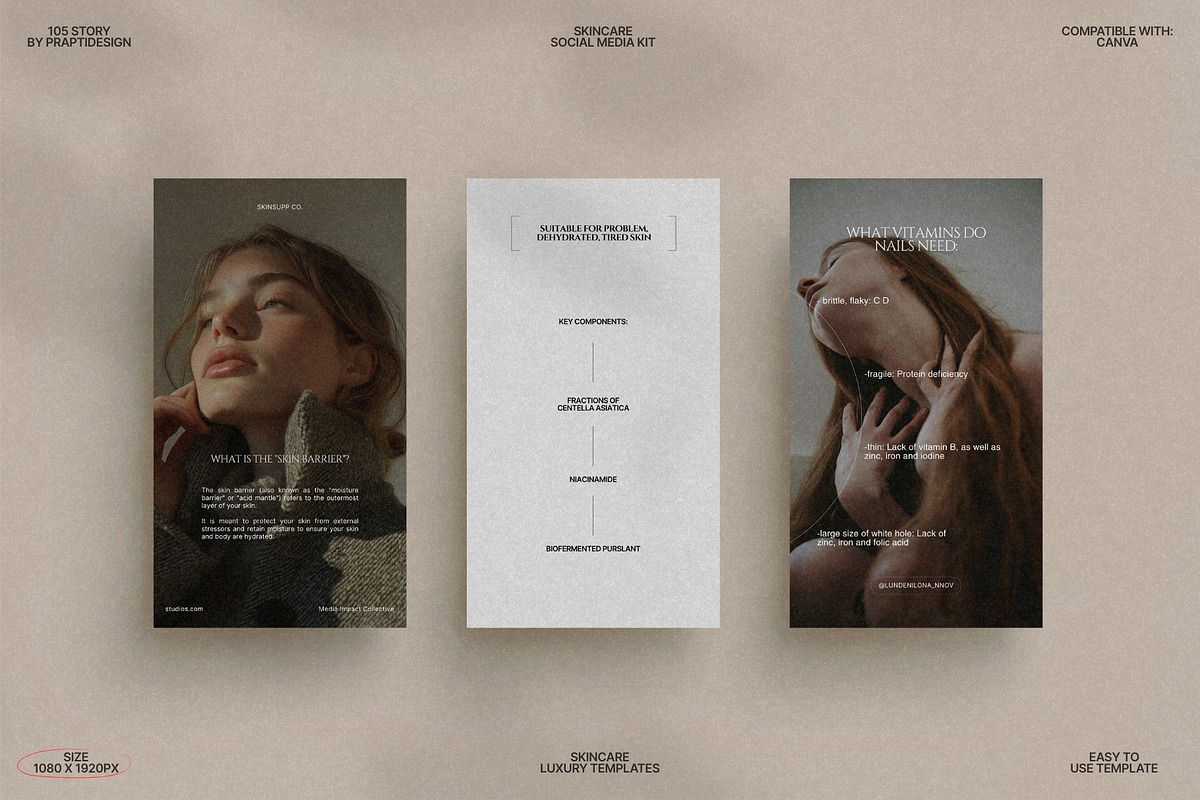 Minimal Skincare Story Kit Canva preview 2