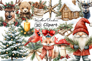 Woodland Christmas Clipart, an Illustration by Creative Art