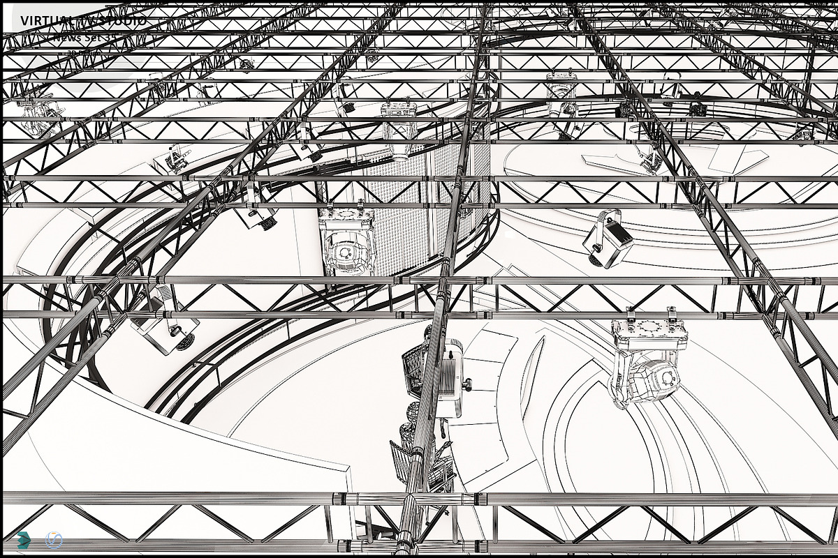 Virtual TV Studio News Set 35, an Architecture 3D Model by akerStudio (Photo 27 of 39)