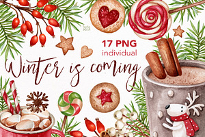 Watercolour Christmas PNG files
