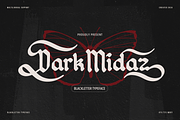 Dark Midaz | Blackletter Typeface, a Blackletter Font by Denustudios (Thumbnail 1 of 15)